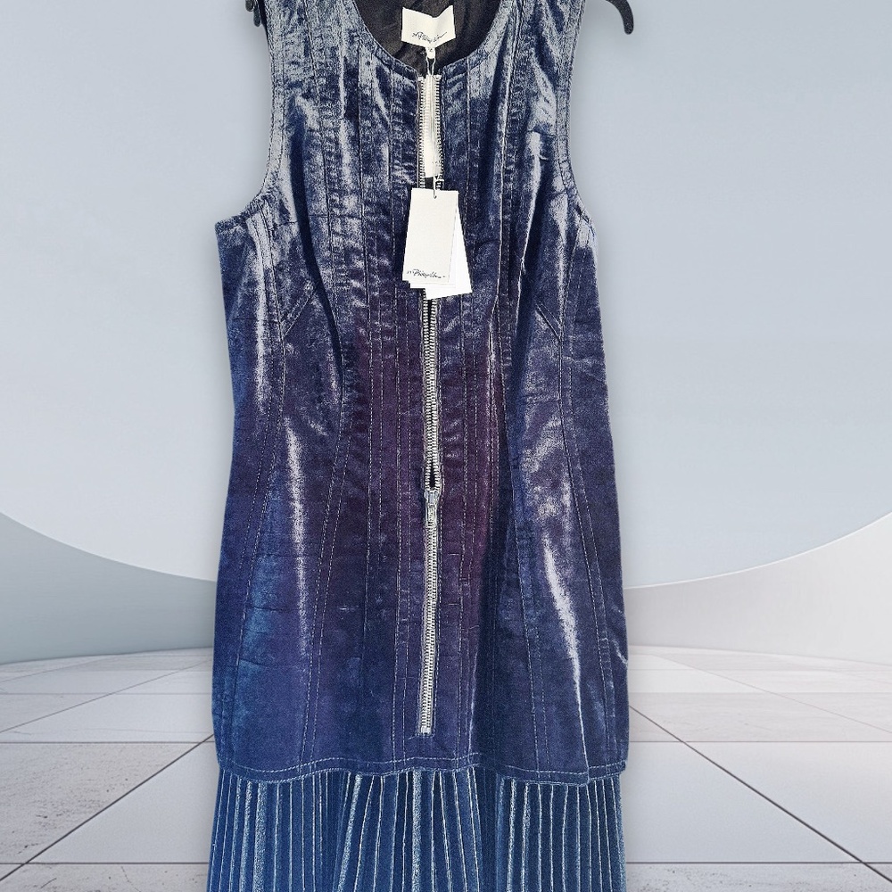 NWT - Size 10 Philip Lim Velvet Zipper Dress With Pleated Hem